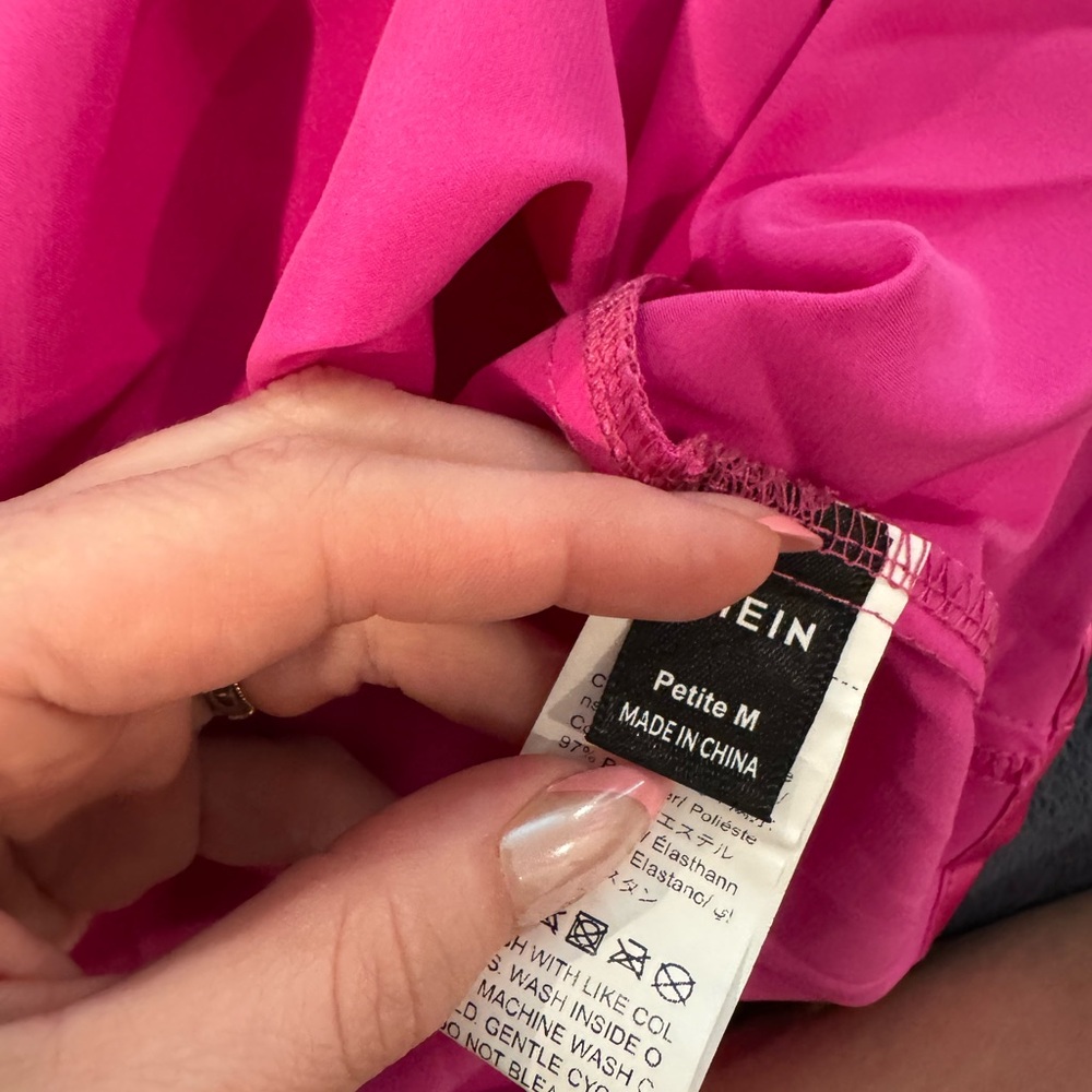 SHEIN Hot Pink Satin Cowl Neck Mini Dress - Picture 3 of 3